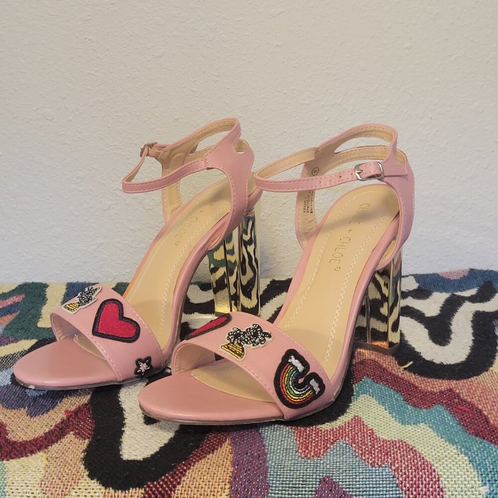 Mauve Pink & Gold Patch Frank Pumps by Chase + Chloe Size 8 Womens